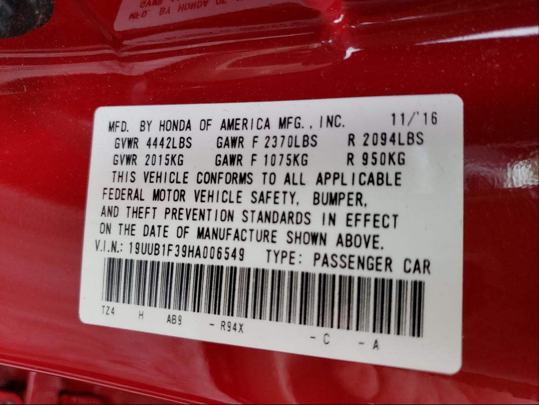 2017 ACURA TLX 19UUB1F39HA006549