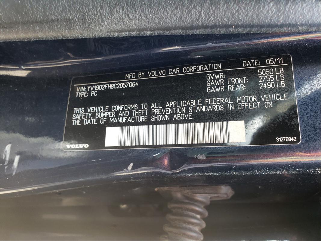 2012 VOLVO S60 T6 YV1902FH8C2057064