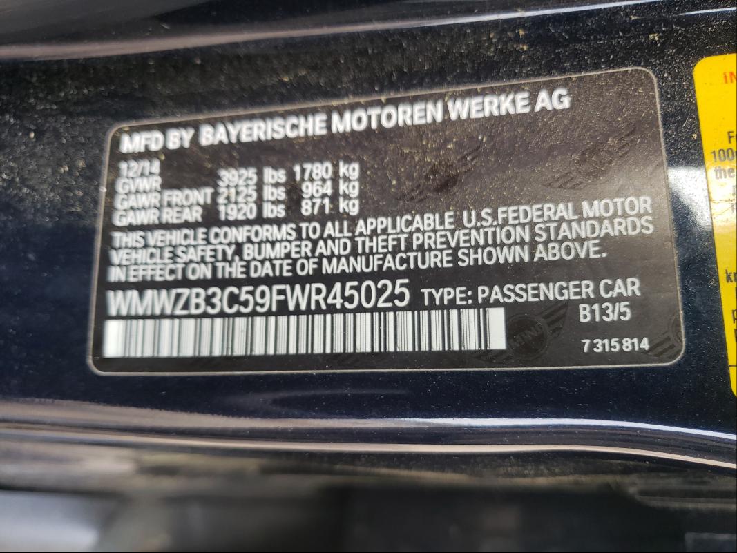 2015 MINI COOPER COU WMWZB3C59FWR45025