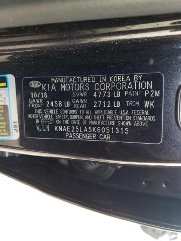 2019 KIA STINGER PR KNAE25LA5K6051315