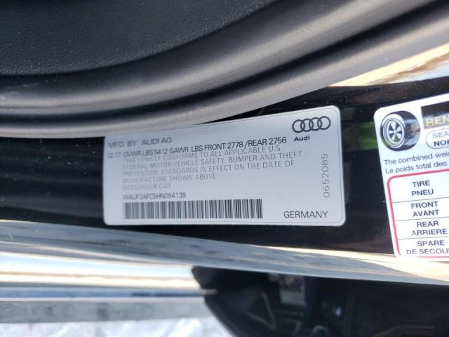 2017 AUDI UK WAUF2AFC5HN094139