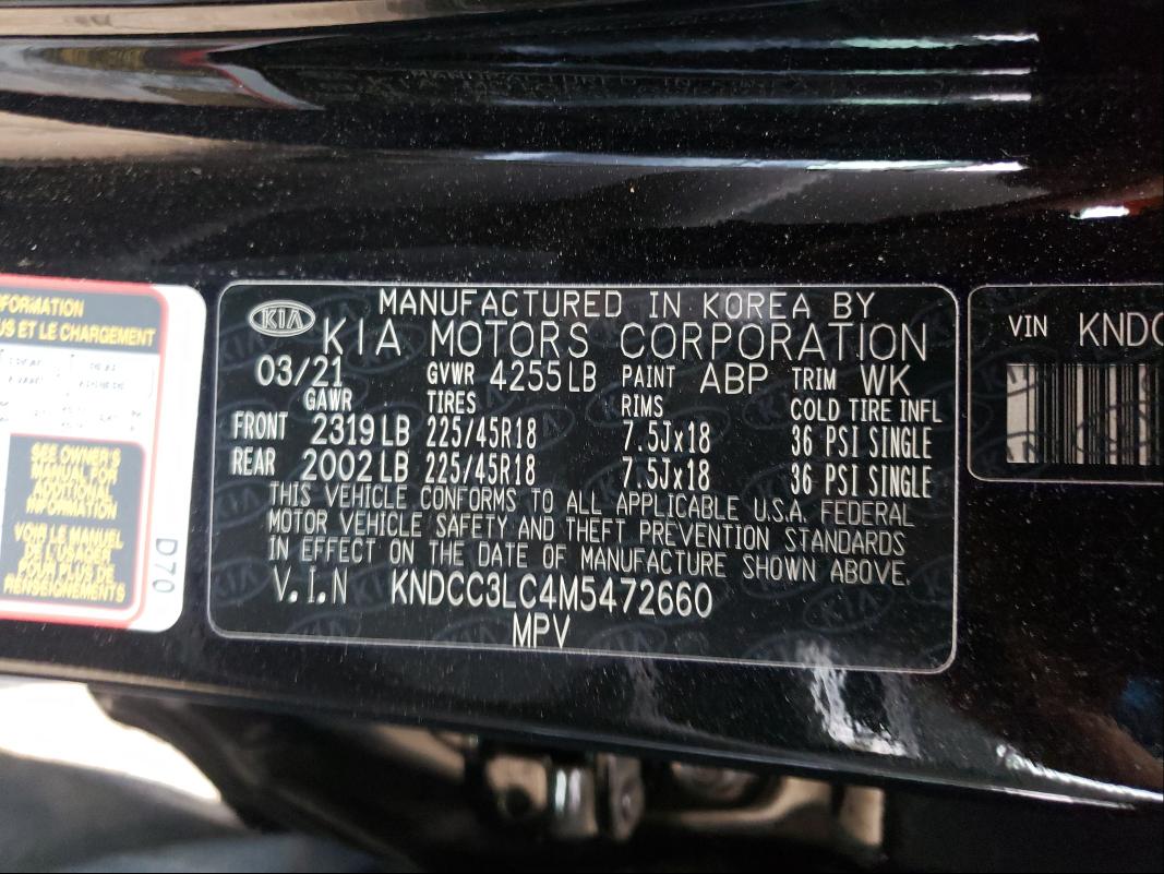 2021 KIA NIRO TOURI KNDCC3LC4M5472660