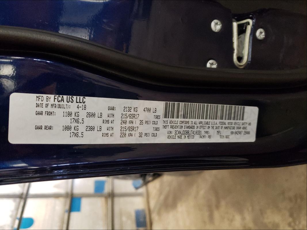 2018 JEEP COMPASS TR 3C4NJDDB8JT410331