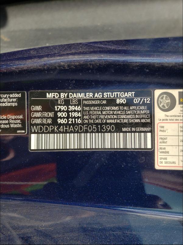 2013 MERCEDES-BENZ SLK 250 WDDPK4HA9DF051390