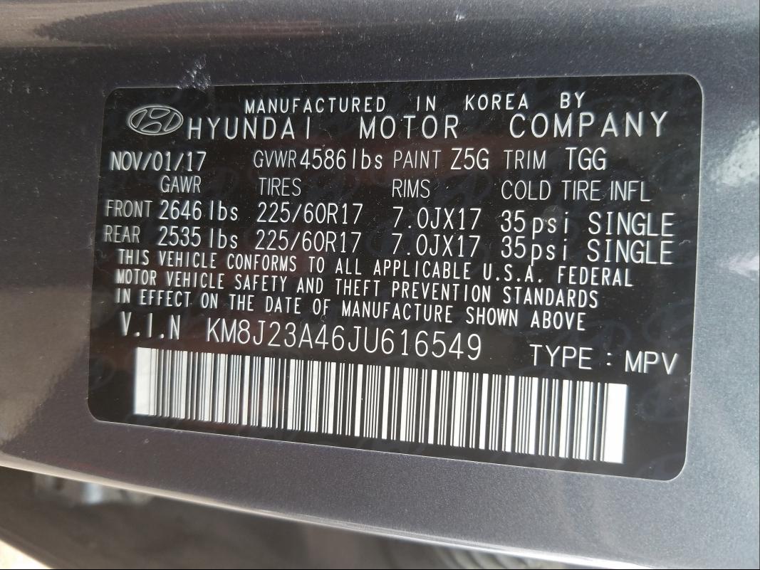 2018 HYUNDAI TUCSON KM8J23A46JU616549