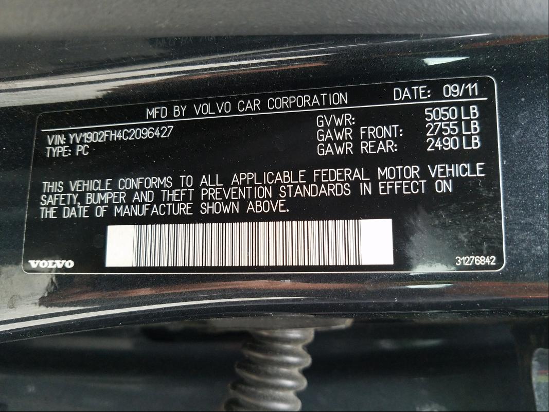 2012 VOLVO S60 T6 YV1902FH4C2096427