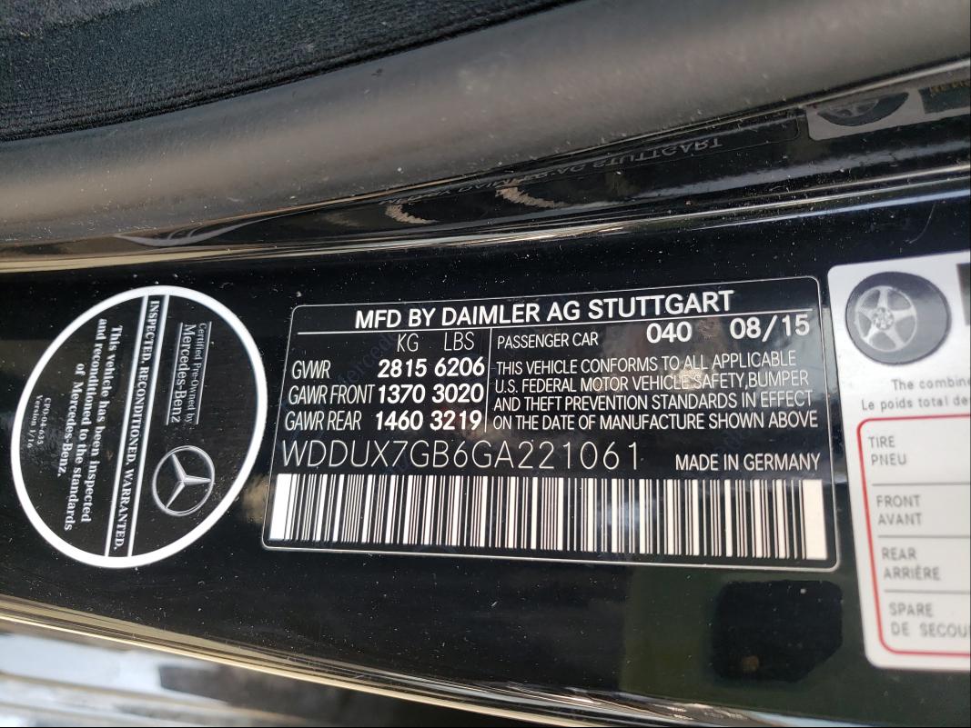 2016 MERCEDES-BENZ S MERCEDES WDDUX7GB6GA221061