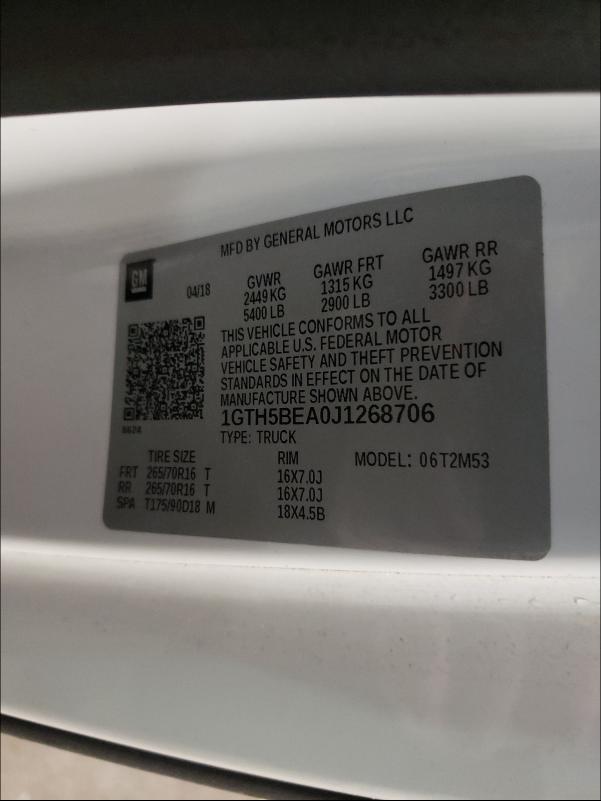 2018 GMC CANYON 1GTH5BEA0J1268706