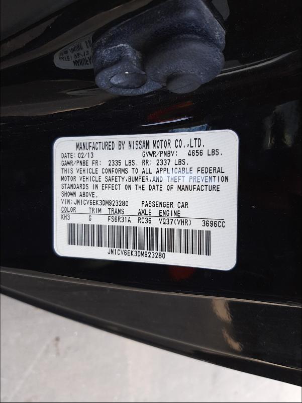 2013 INFINITI G37 JOURNE JN1CV6EK3DM923280
