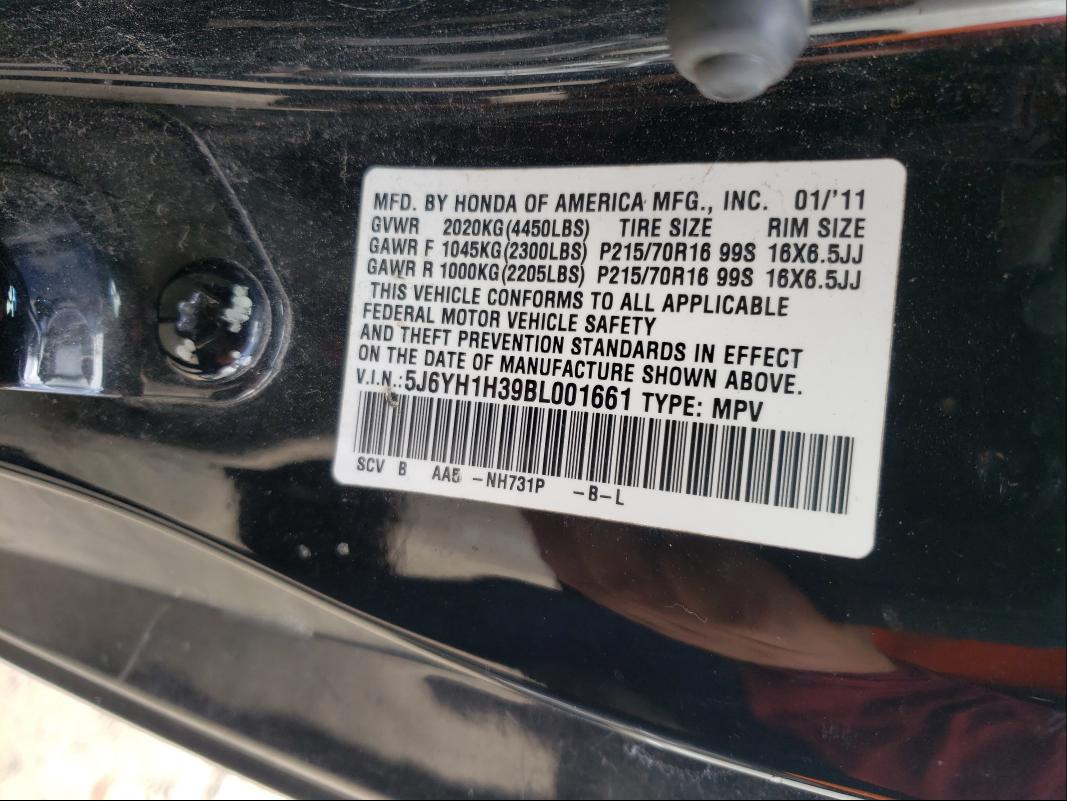 2011 HONDA ELEMENT LX 5J6YH1H39BL001661