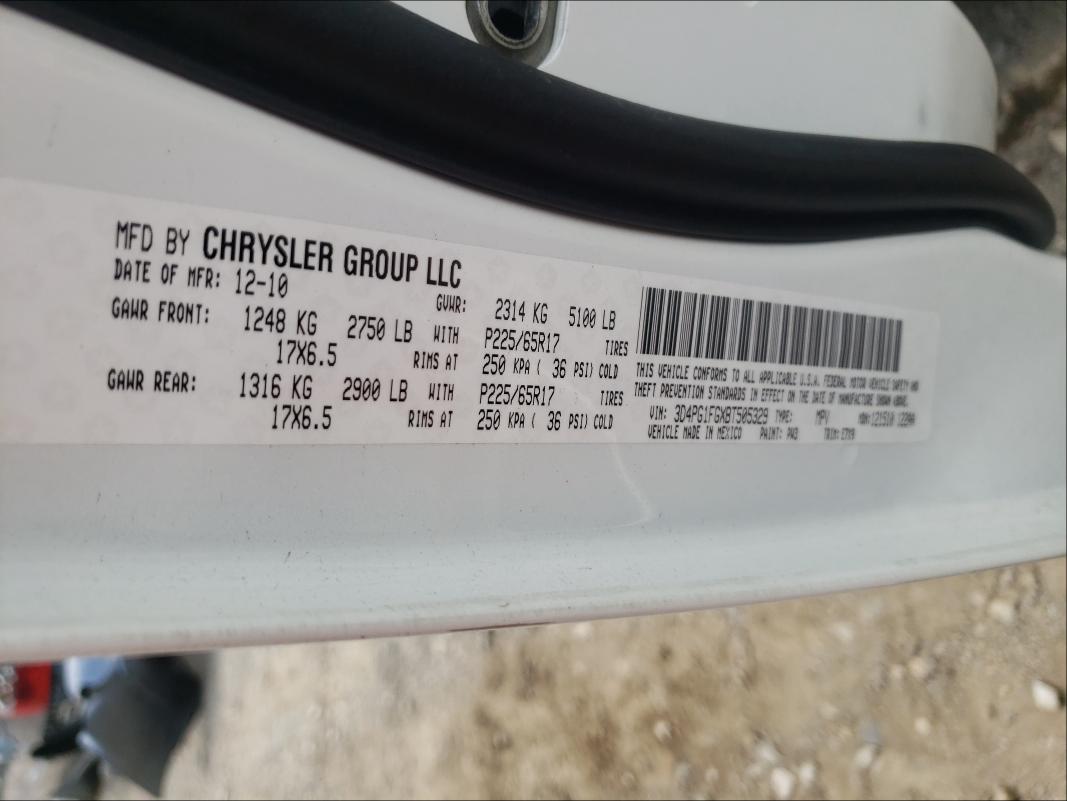2011 DODGE JOURNEY MA 3D4PG1FGXBT505329