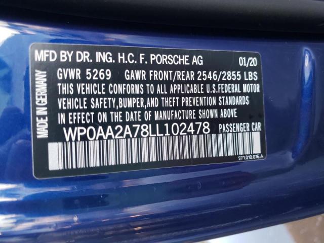 2020 PORSCHE PANAMERA B WP0AA2A78LL102478