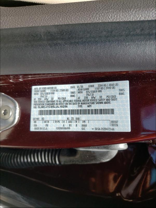 2020 LINCOLN CORSAIR 5LMCJ1C95LUL10256