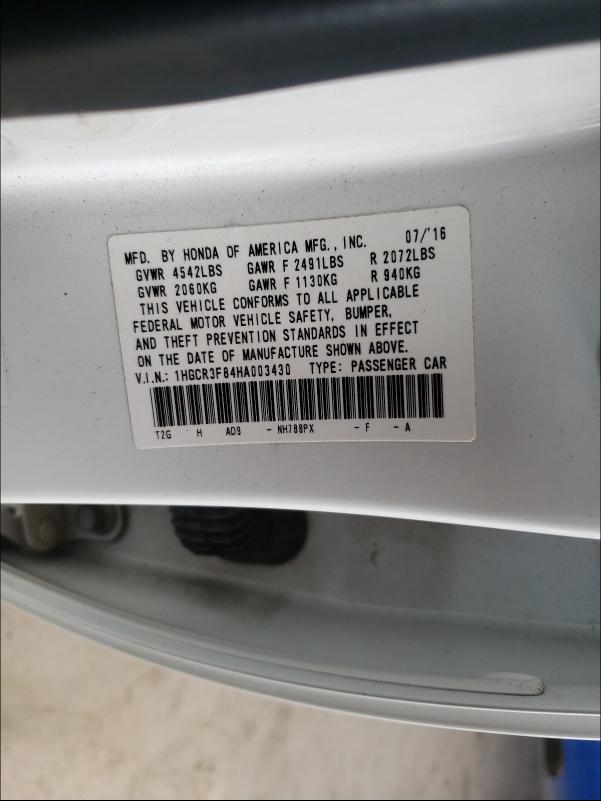 1HGCR3F84HA003430 HONDA ACCORD 2017