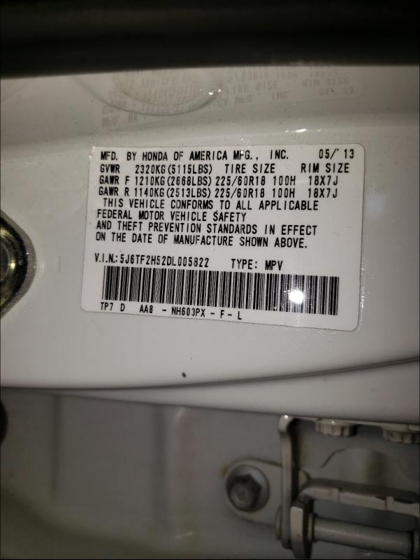 2013 HONDA CROSSTOUR 5J6TF2H52DL005822