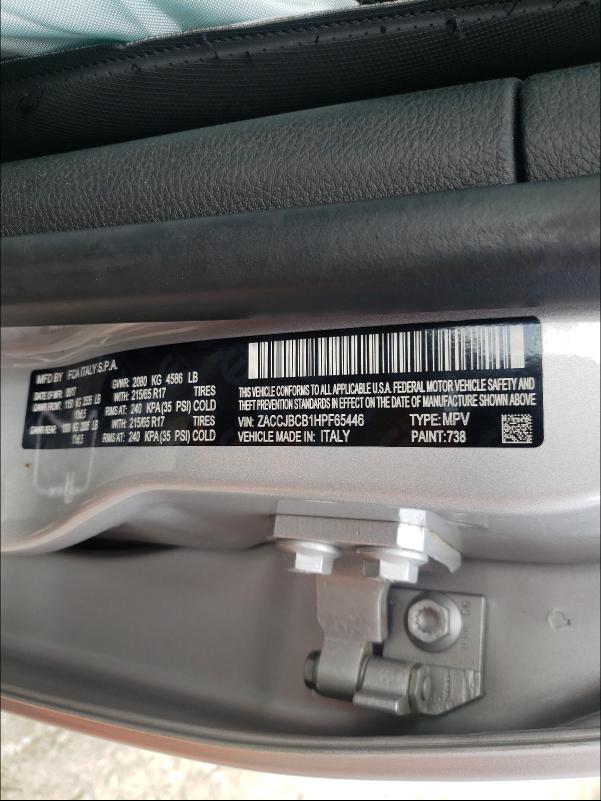 2017 JEEP RENEGADE T ZACCJBCB1HPF65446