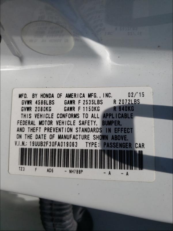 2015 ACURA TLX 19UUB2F30FA019063