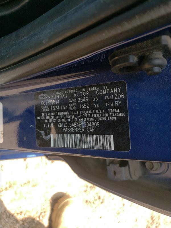 2015 HYUNDAI ACCENT GS KMHCT5AE4FU204809