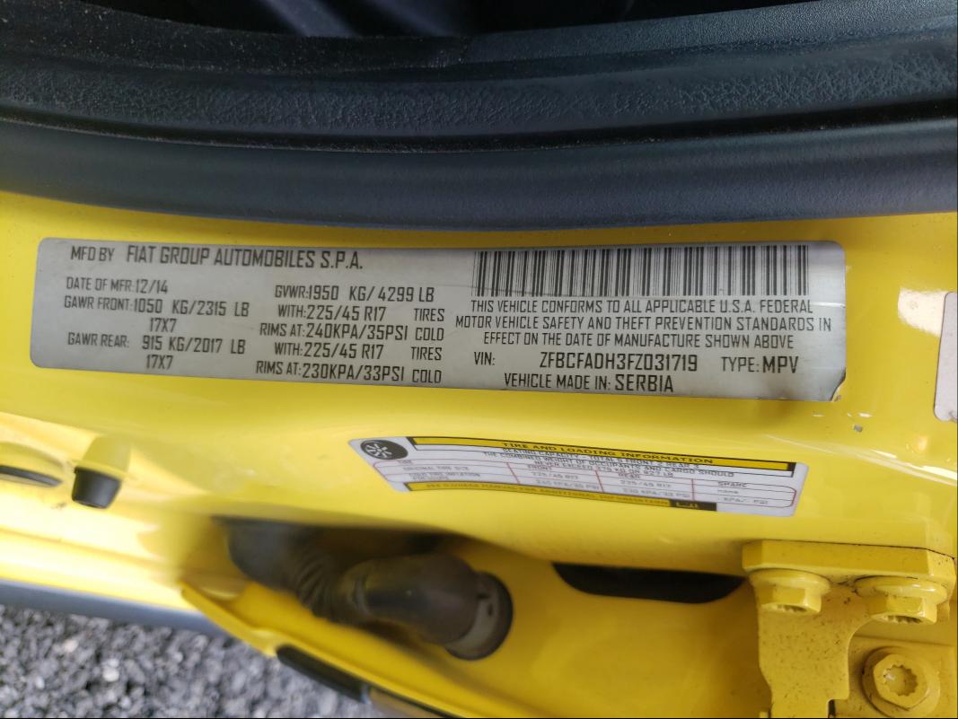 2015 FIAT 500L TREKK ZFBCFADH3FZ031719