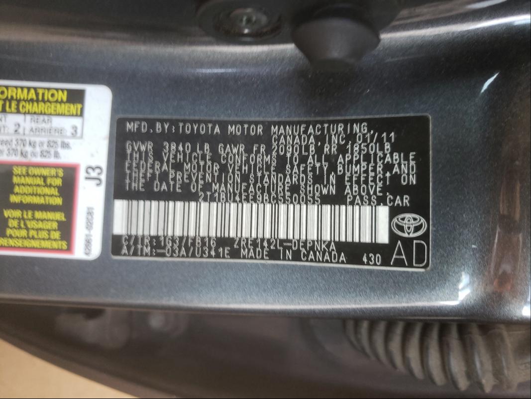 2011 TOYOTA UK 2T1BU4EE9BC550055