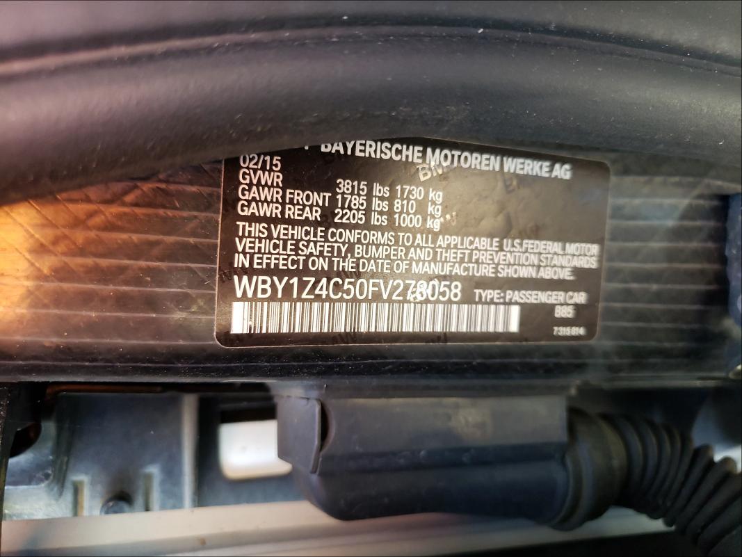 2015 BMW I3 REX WBY1Z4C50FV278058