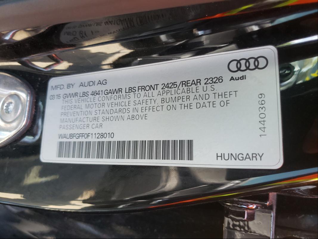 2015 AUDI S3 WAUBFGFF0F1128010