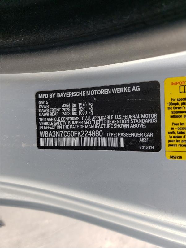 2015 BMW 428 I WBA3N7C50FK224880