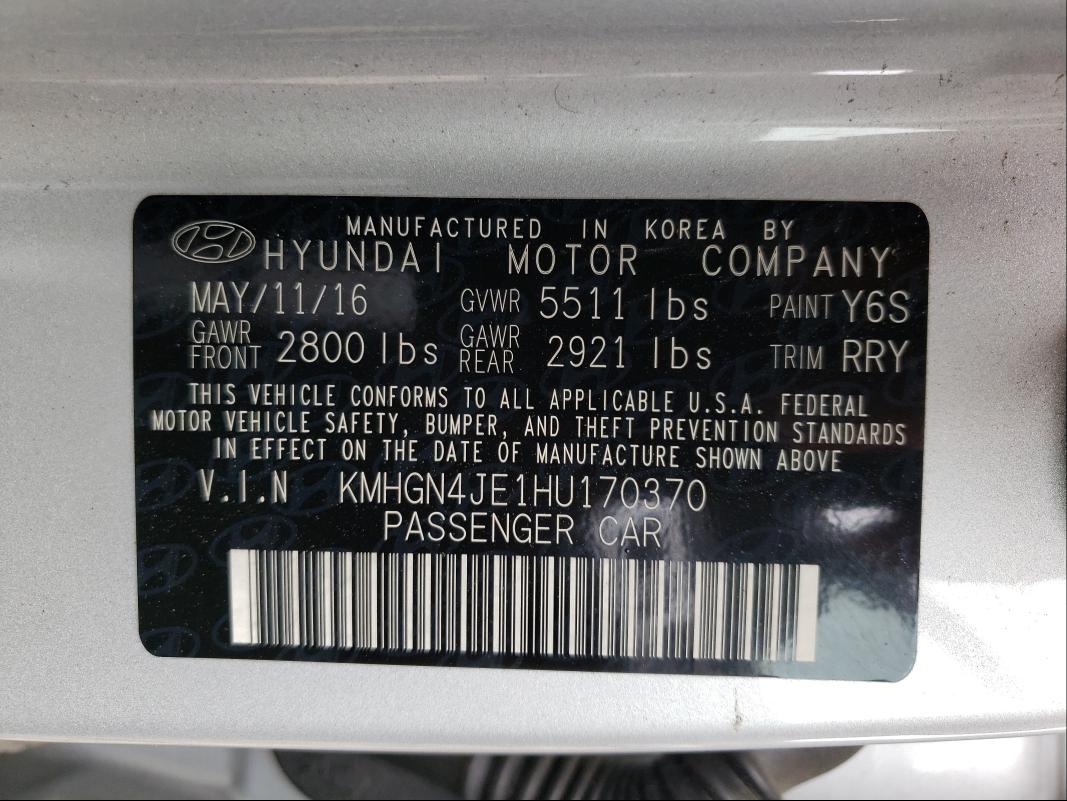 2017 GENESIS G80 KMHGN4JE1HU170370