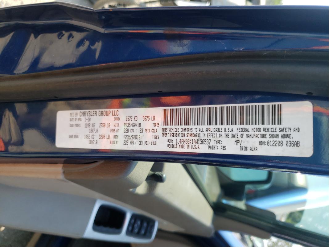 2010 JEEP LIBERTY LI 1J4PN5GK1AW136537
