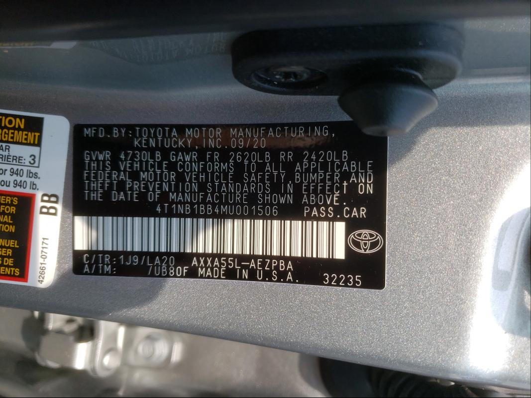 2021 TOYOTA AVALON LIM 4T1NB1BB4MU001506