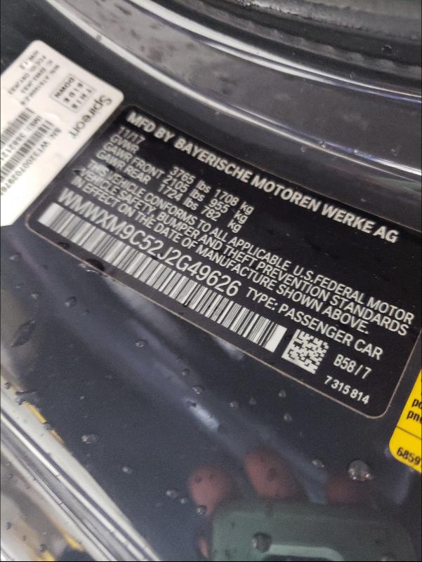 2018 MINI COOPER JOH WMWXM9C52J2G49626