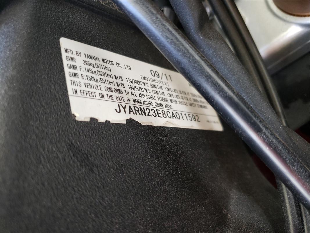 2012 YAMAHA YZFR1 JYARN23E8CA011592