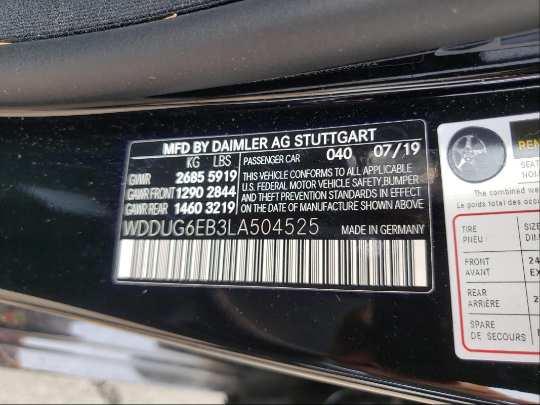 2020 MERCEDES-BENZ S 450 4MAT WDDUG6EB3LA504525
