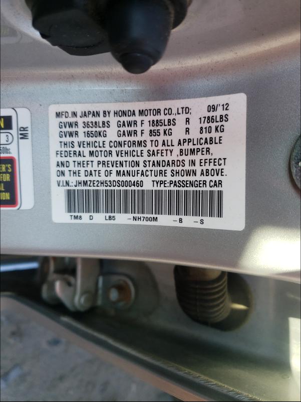 2013 HONDA INSIGHT LX JHMZE2H53DS000460