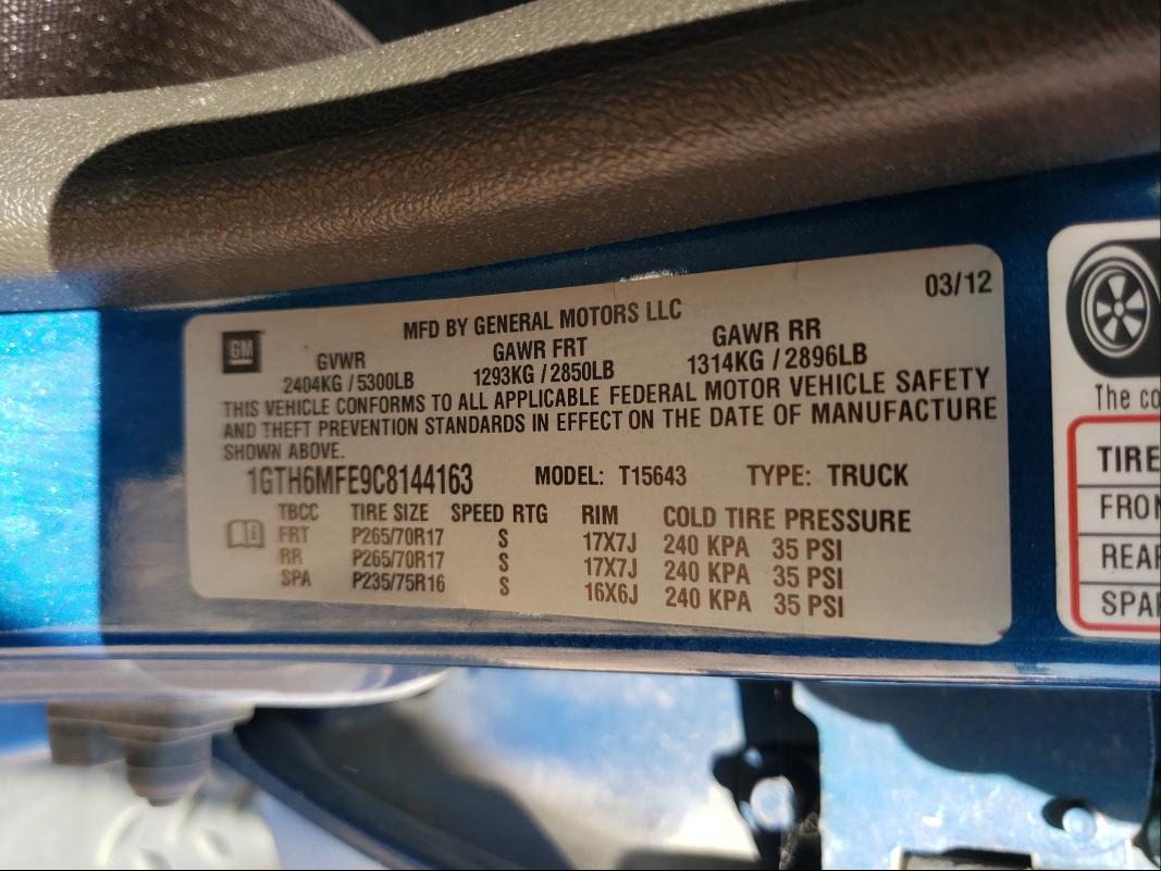 2012 GMC CANYON SLE 1GTH6MFE9C8144163