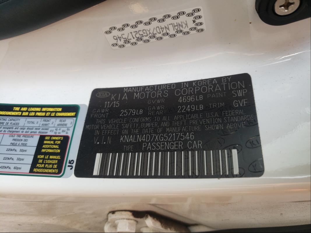 2016 KIA CADENZA LU KNALN4D7XG5217546