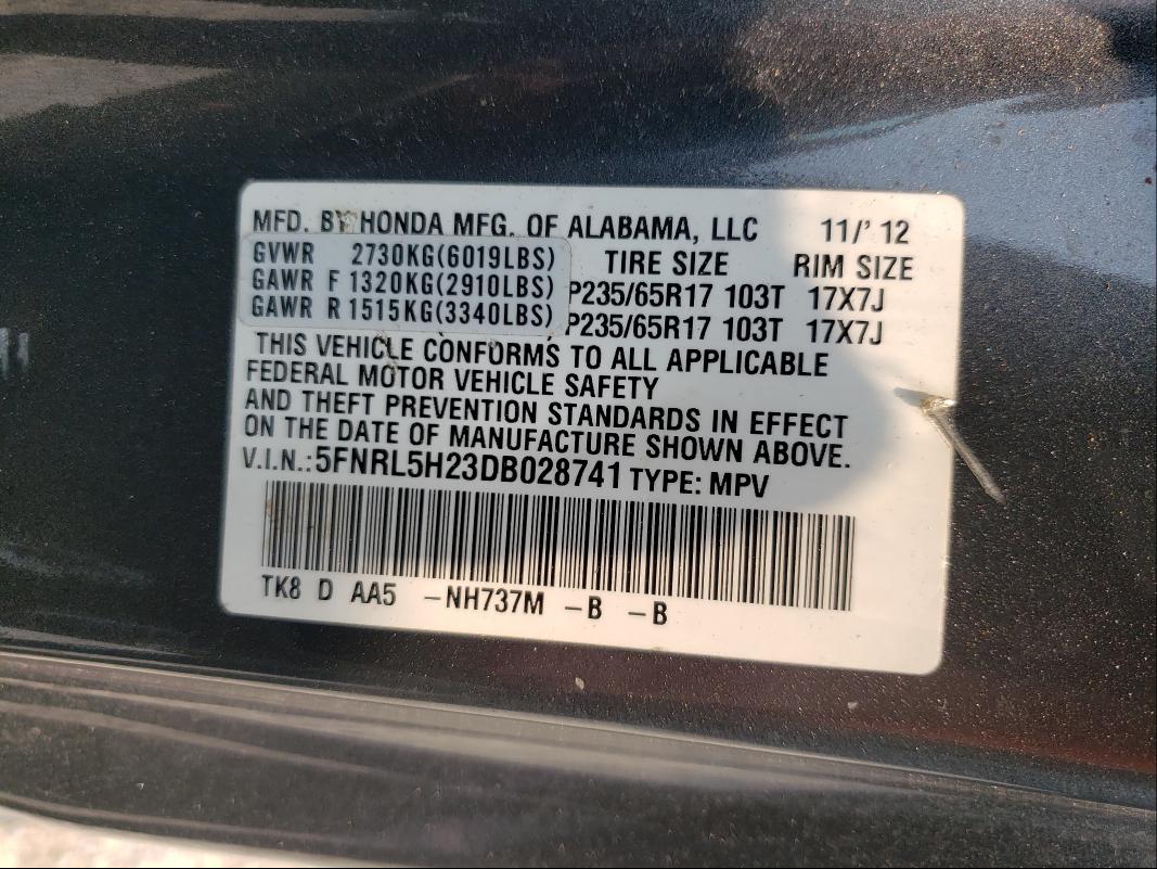 2013 HONDA ODYSSEY LX 5FNRL5H23DB028741