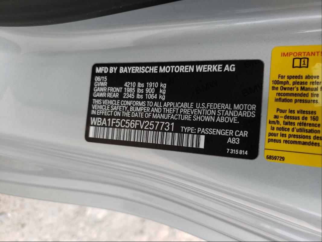 2015 BMW 228 I WBA1F5C56FV257731