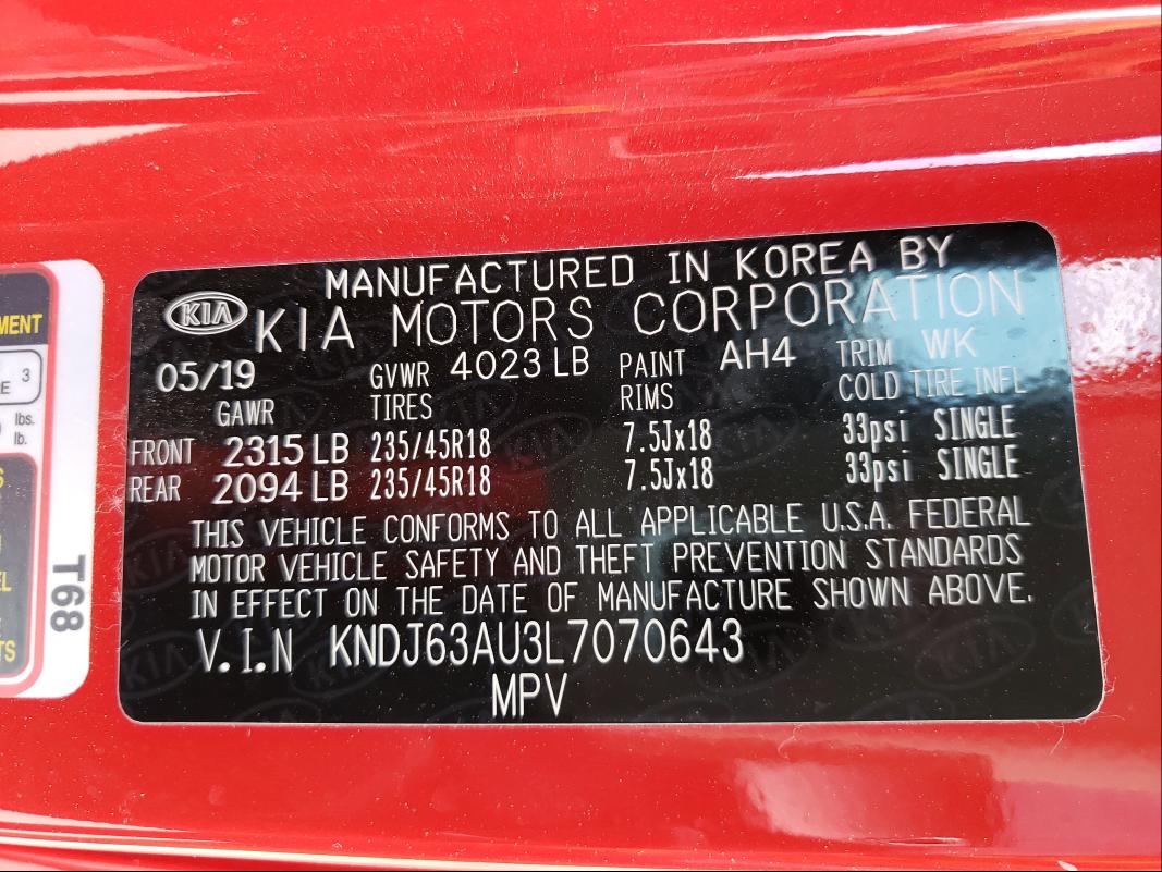 2020 KIA SOUL GT LI KNDJ63AU3L7070643