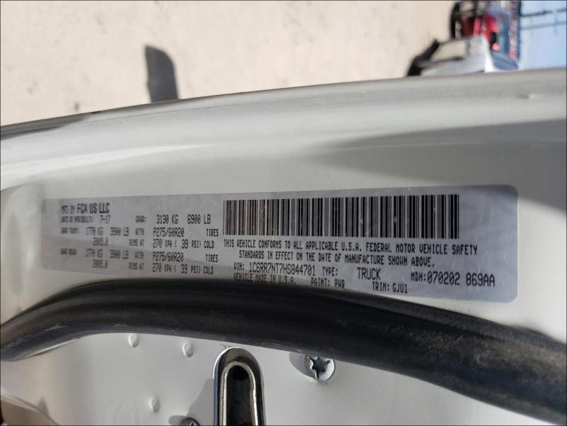 2017 RAM 1500 LARAM - 1C6RR7NT7HS844701