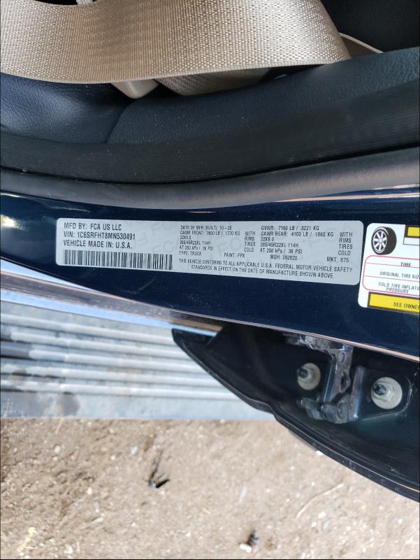 2021 RAM 1500 LIMIT 1C6SRFHT8MN530491