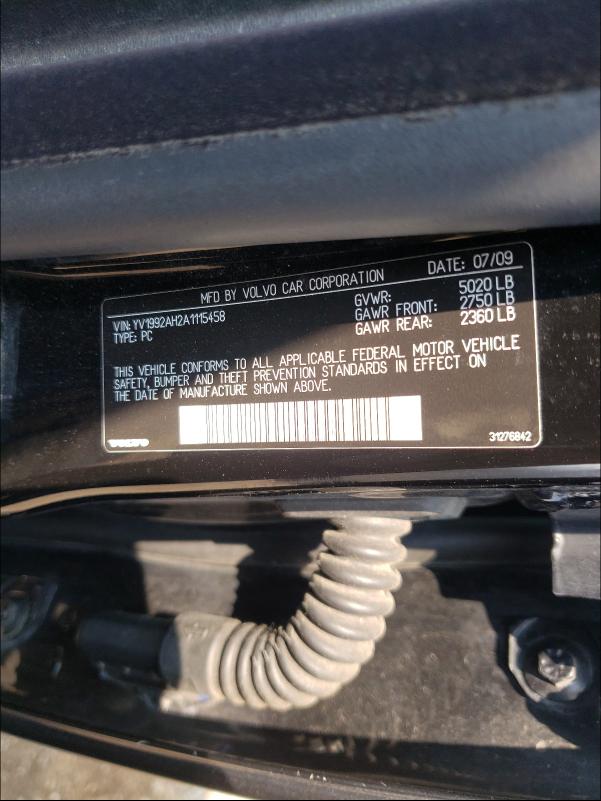 2010 VOLVO S80 T6 YV1992AH2A1115458
