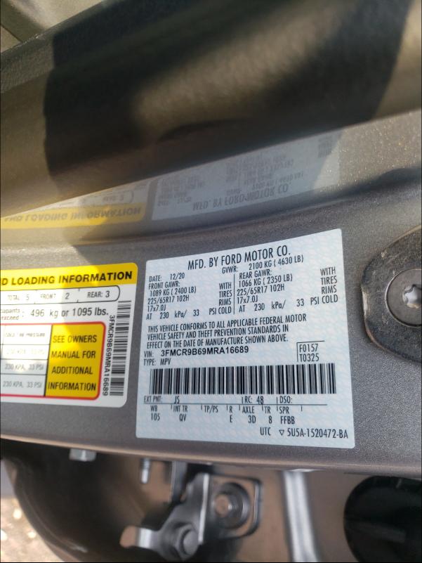 2021 FORD BRONCO 3FMCR9B69MRA16689