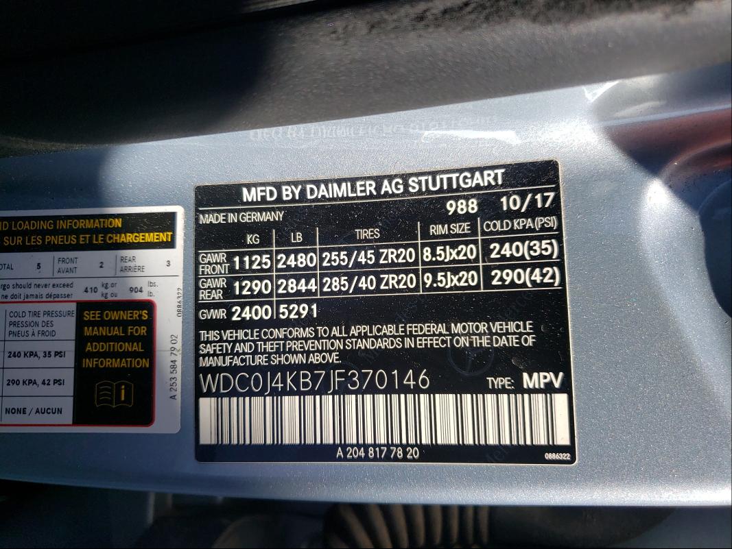 2018 MERCEDES-BENZ GLC COUPE WDC0J4KB7JF370146