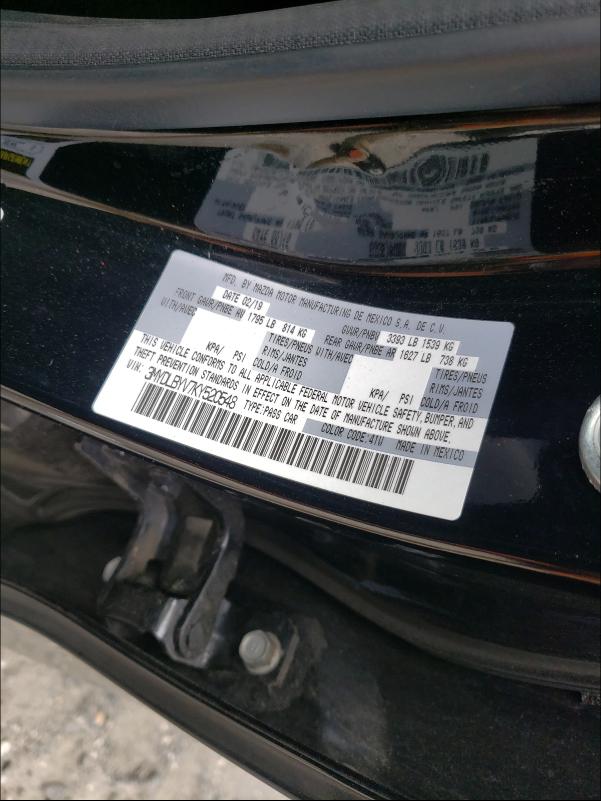2019 TOYOTA YARIS L 3MYDLBYV7KY520548