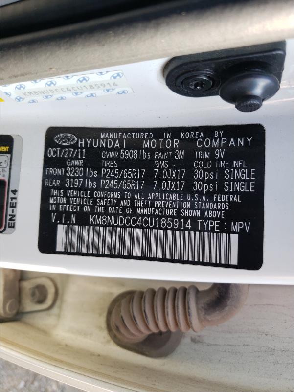 2012 HYUNDAI VERACRUZ G KM8NUDCC4CU185914