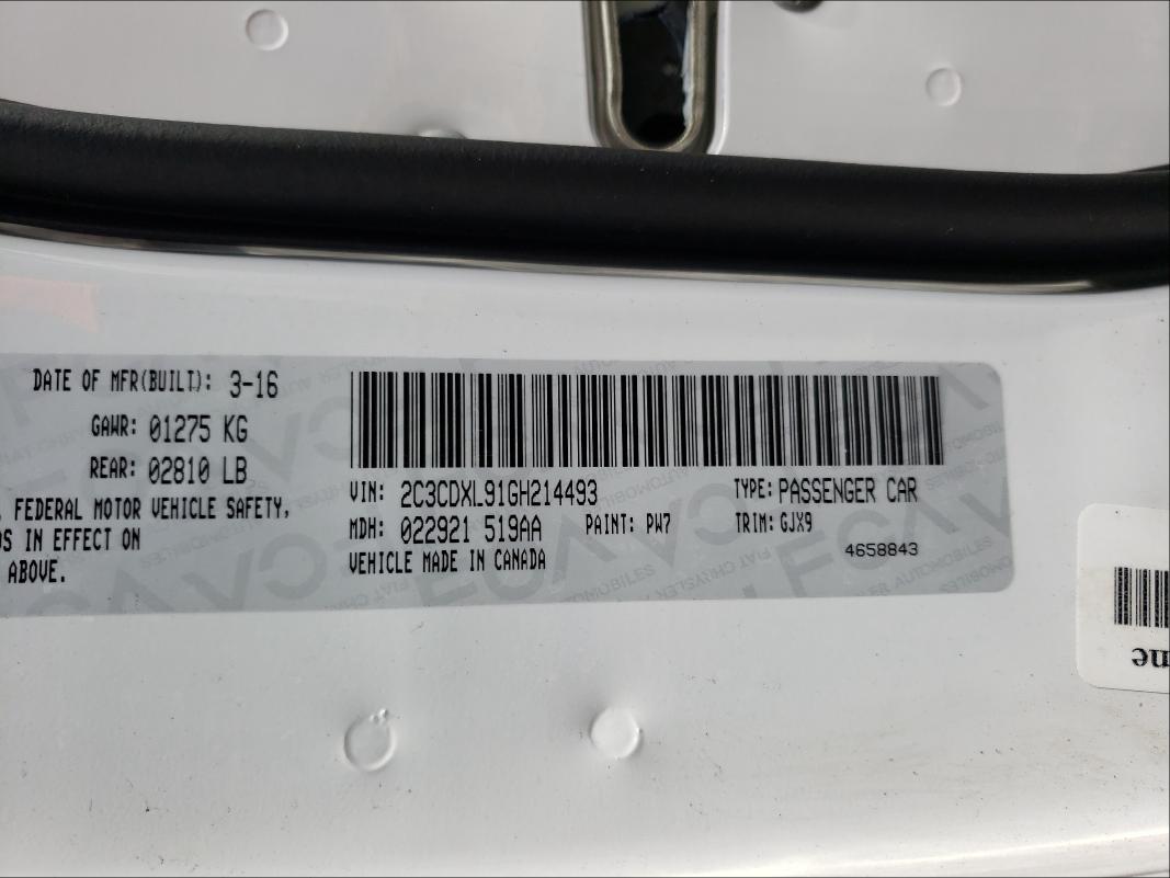 2016 DODGE CHARGER SR 2C3CDXL91GH214493