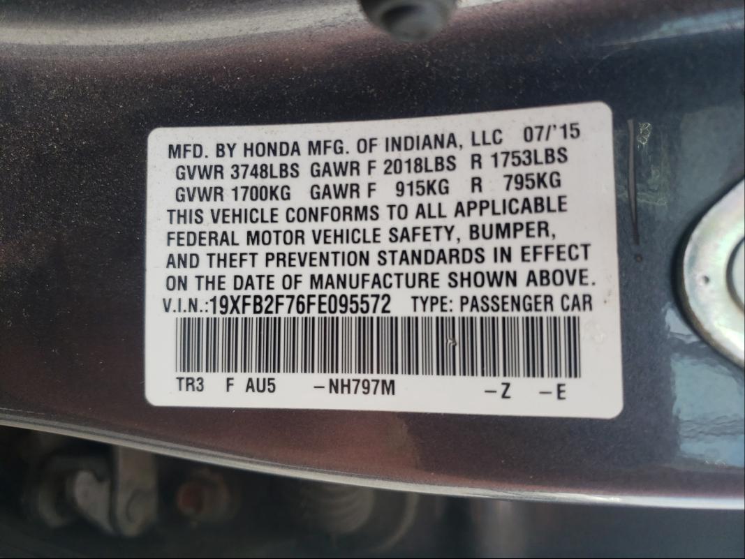 2015 HONDA CIVIC SE 19XFB2F76FE095572