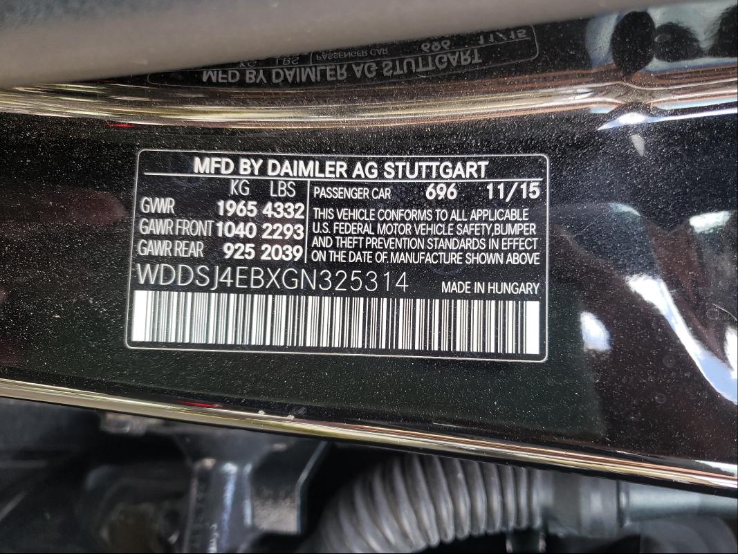 2016 MERCEDES-BENZ CLA250 WDDSJ4EBXGN325314
