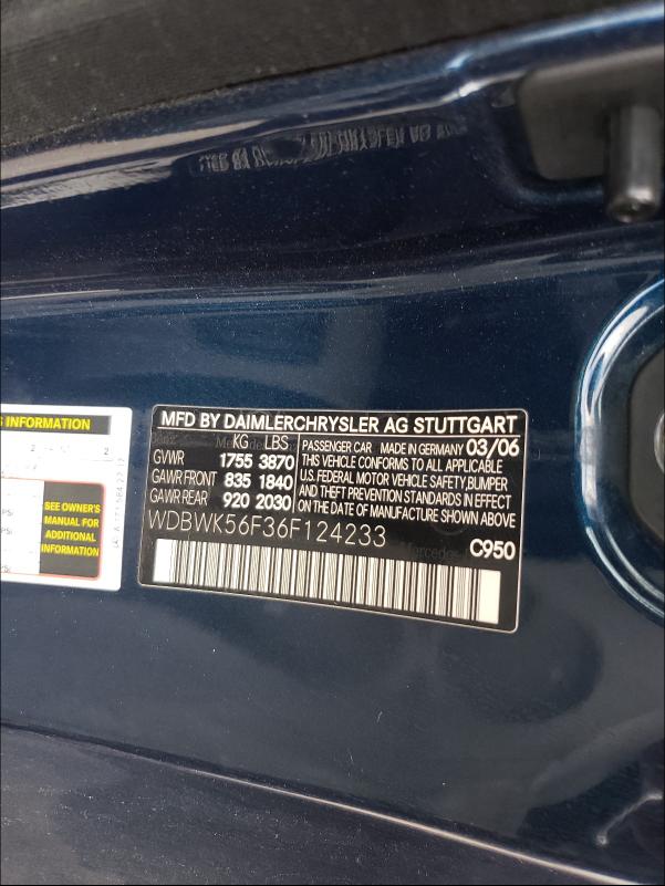 2016 MERCEDES-BENZ SLK 350 WDBWK56F36F124233